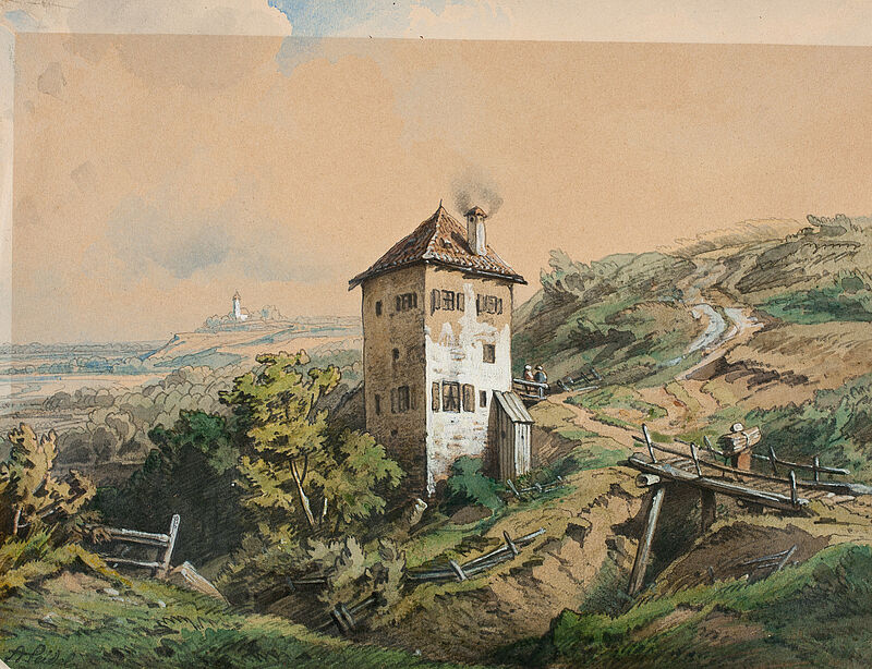 August Seidel, Brunnhaus im Brunnthal, um 1840
