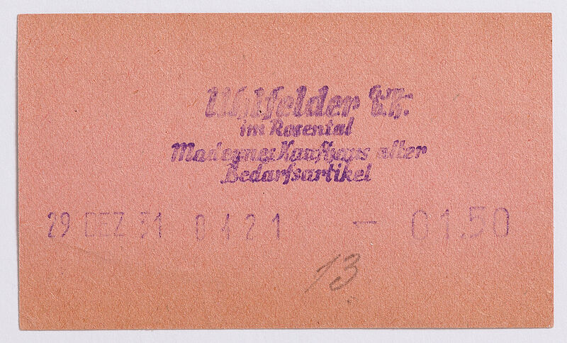 Heinrich Uhlfelder GmbH München Rosental 12, Kassenbon des Kaufhauses Heinrich Uhlfelder, 1931