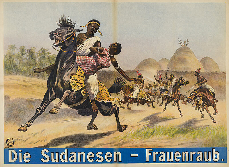 Fa. Lith. Adolph Friedländer, "Die Sudanesen – Frauenraub" (Originaltitel), um 1908