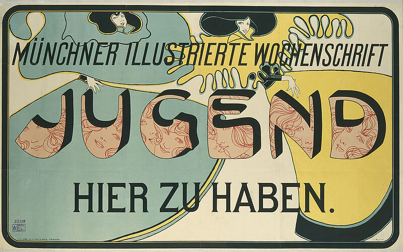 Joseph Rudolf Witzel, „JUGEND / MÜNCHNER ILLUSTRIERTE WOCHENSCHRIFT / HIER ZU HABEN.“ (Originaltitel), 1896