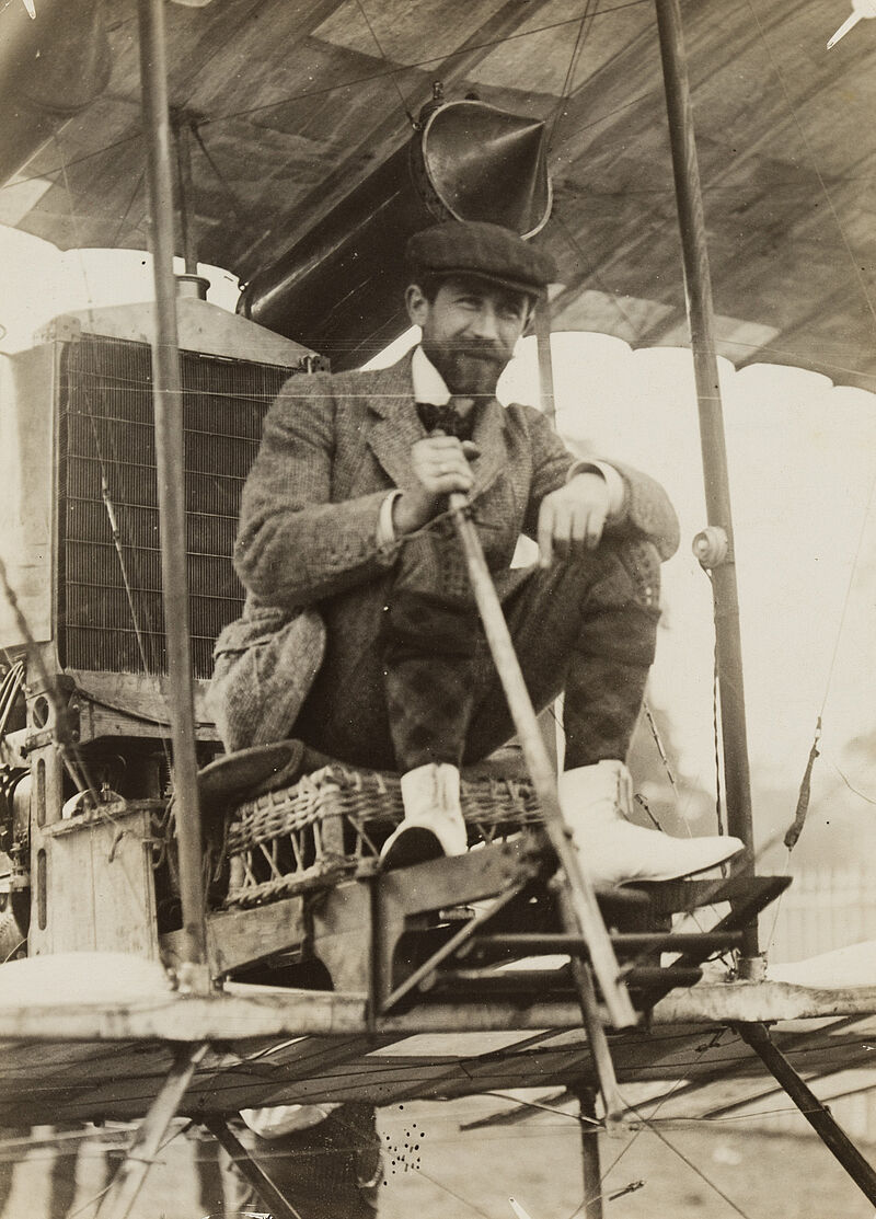Philipp Kester, Flugplatz Doncaster – Pilot Sommer in seinem Doppeldecker, 1909