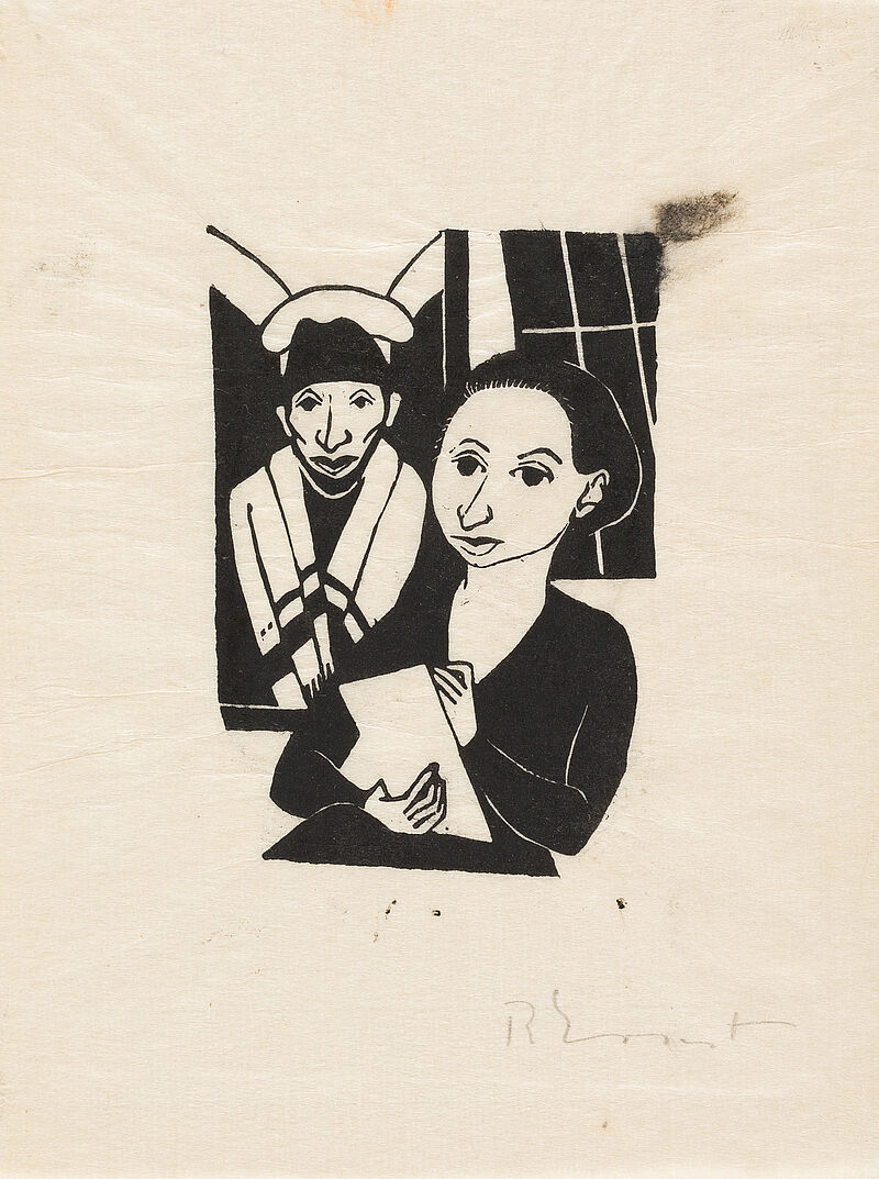 Rudolf Ernst, Holzschnitt "Halbporträt Marie Luise Kohn", 1935