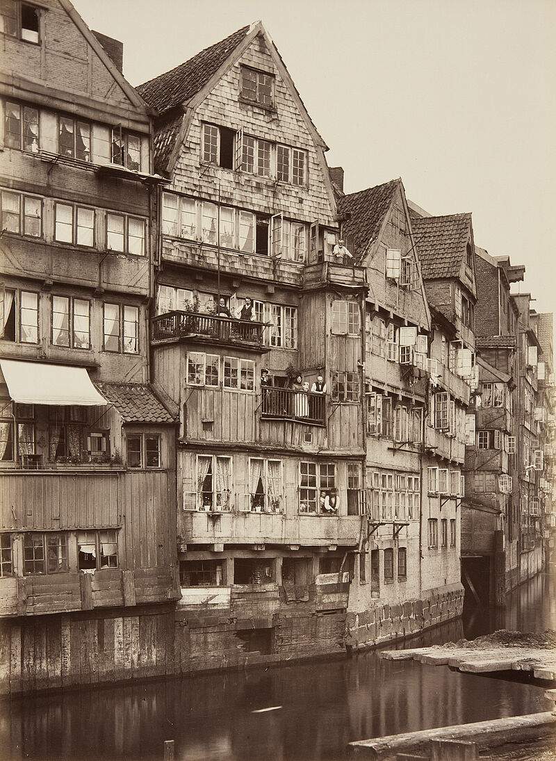 Georg Koppmann, Häuser am Mührenfleth (Aus: Hamburg 1884. Ansichten aus dem niederzulegenden Stadttheil), 1884