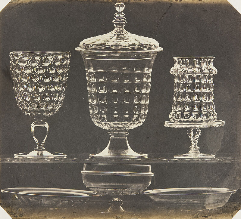Ludwig Belitski, Drei venezianische Glasgefäße, gepresst und mit Buckeln, halbe Naturgröße, 15. Jahrhundert (aus: Vorbilder für Handwerker und Fabrikanten...), vor 1855