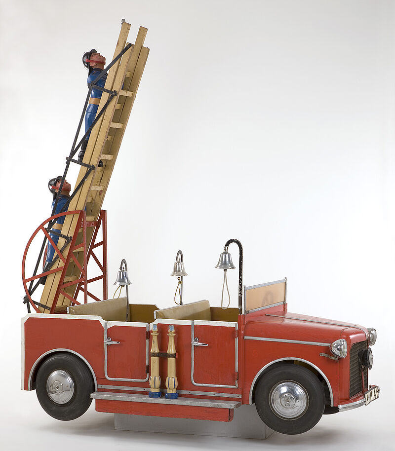 Karussell-Besatzung Feuerwehrauto, Kindersportkarussell Müller, 1950