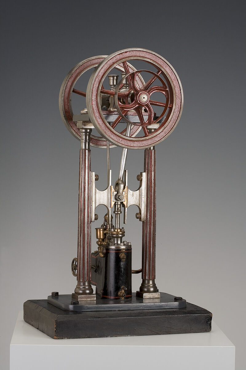 Modell eines stehenden Kompressors für eine Kältemaschine, um 1875