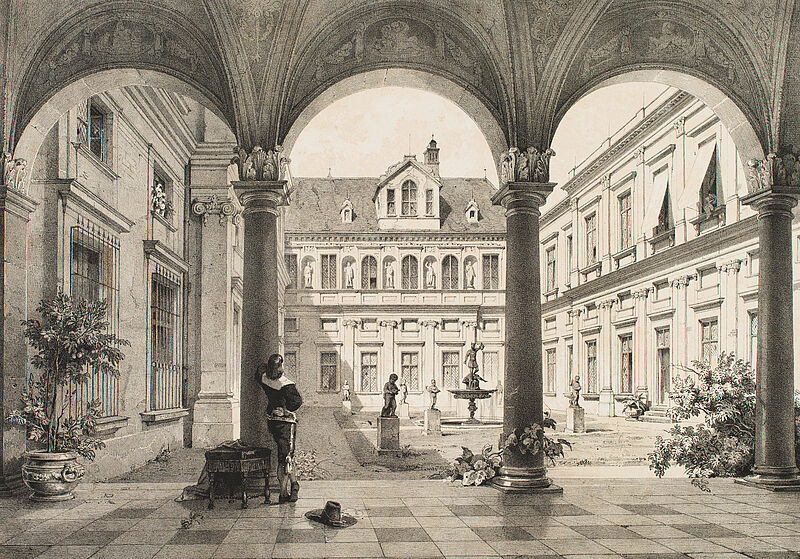 Eduard Gerhardt, Grottenhof der Residenz, um 1840