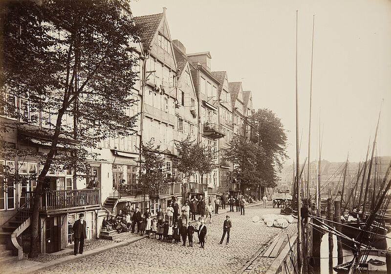 Georg Koppmann, Außenkajen (Aus: Hamburg 1884. Ansichten aus dem niederzulegenden Stadttheil), 1884