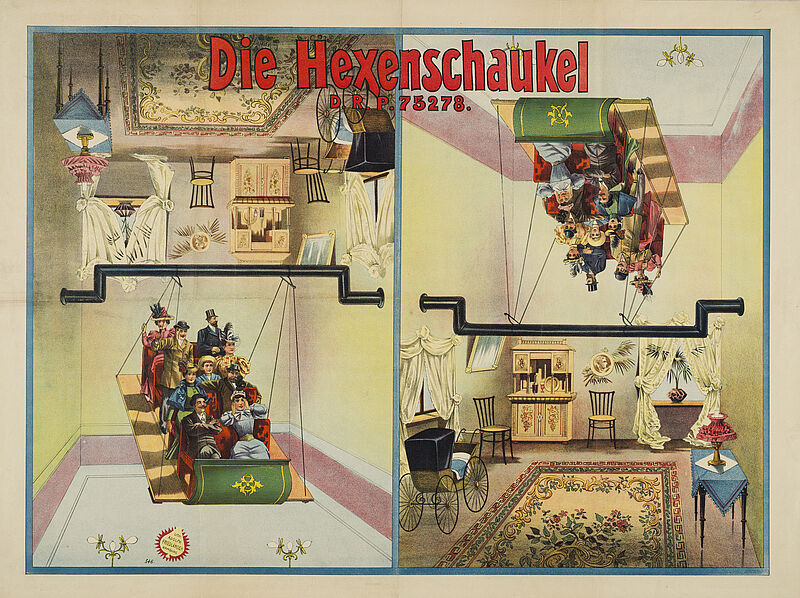Fa. Lith. Adolph Friedländer, "Die Hexenschaukel D.R.P. 75278" (Originaltitel), um 1894