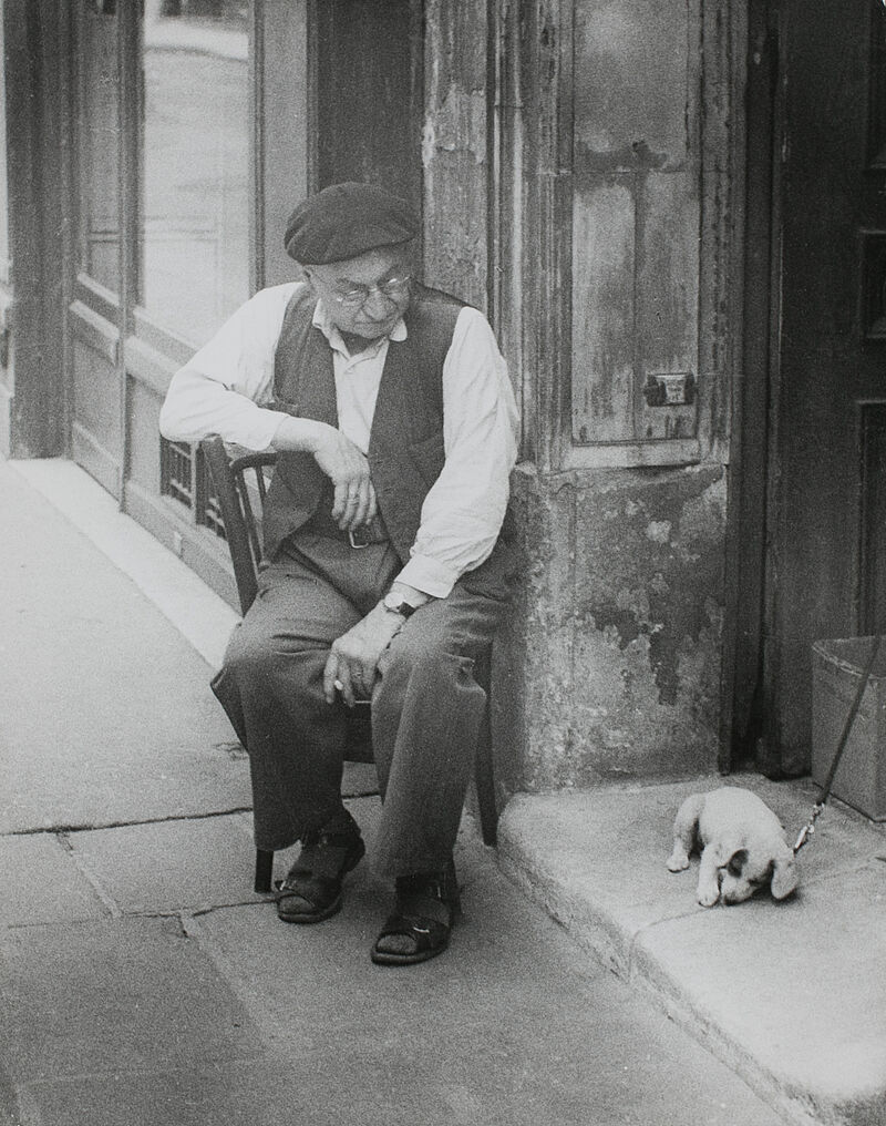Hubs Flöter, Mann mit Hund, 1950er Jahre