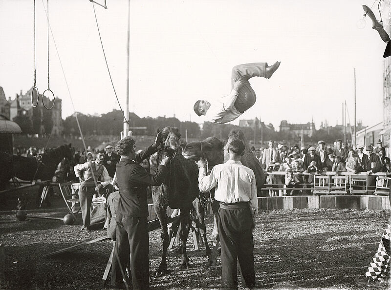 Philipp Kester, Münchner Oktoberfest – Zirkusartist mit zwei Dromedaren, 1935