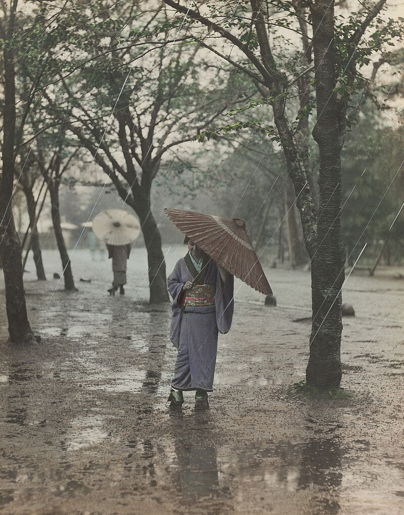 Frau mit Regenschirm
, Um 1890