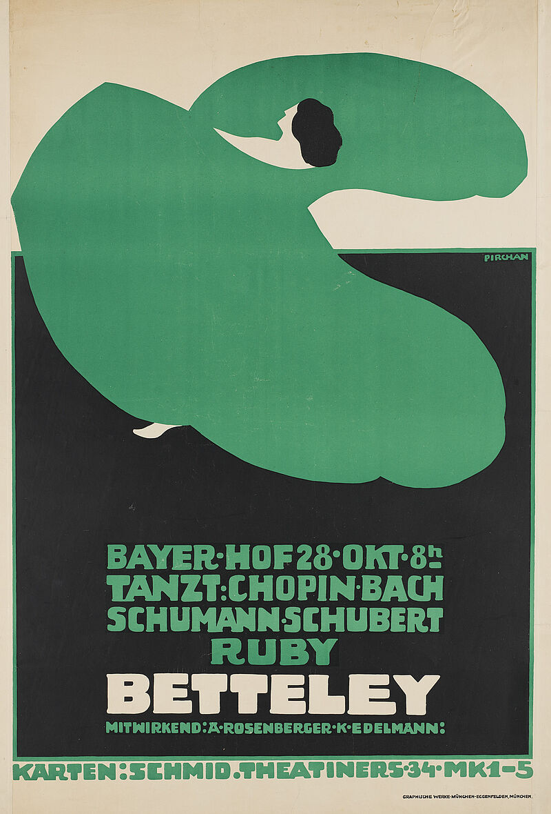 Emil Pirchan, „BETTELEY / BAYER·HOF 28·OKT· 8h TANZT: CHOPIN·BACH SCHUMANN·SCHUBERT RUBY“ (Originaltitel), um 1910
