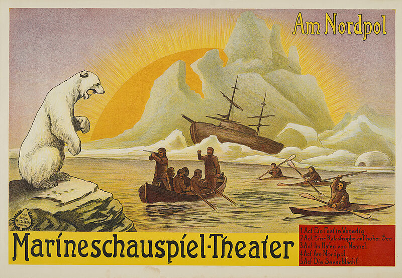 Fa. Lith. Adolph Friedländer, "Am Nordpol, Marineschauspiel-Theater" (Originaltitel), um 1913