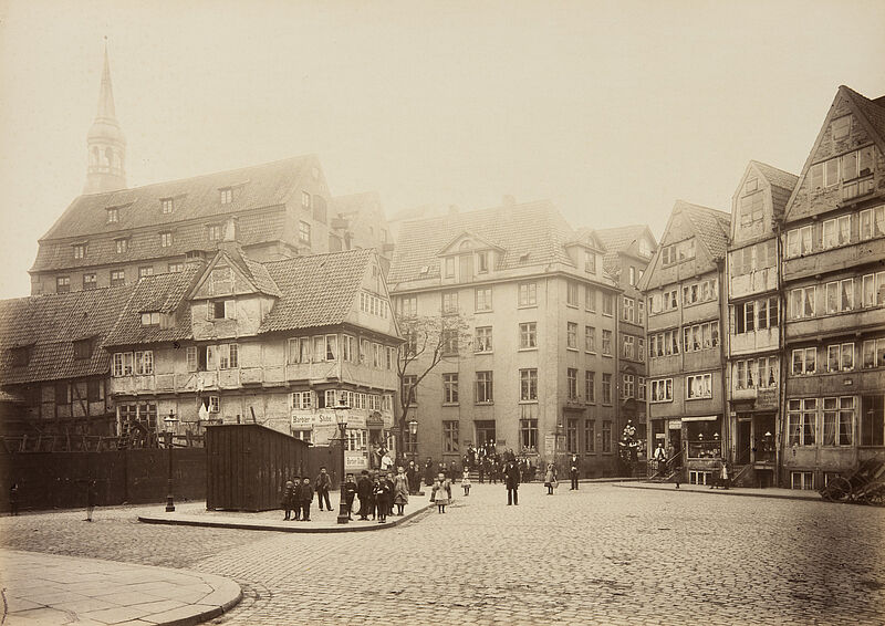 Georg Koppmann, Spenshörn, Pickhuben vom Brook aus gesehen (Aus: Hamburg 1883. Ansichten aus dem niederzulegenden Stadttheil), 1883