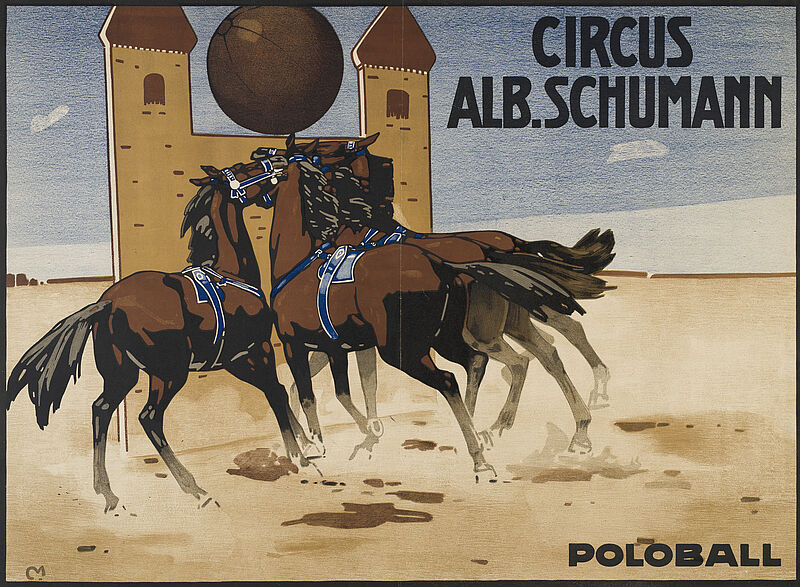 Carl Moos, „CIRCUS ALB. SCHUMANN / POLOBALL“ (Originaltitel), um 1910
