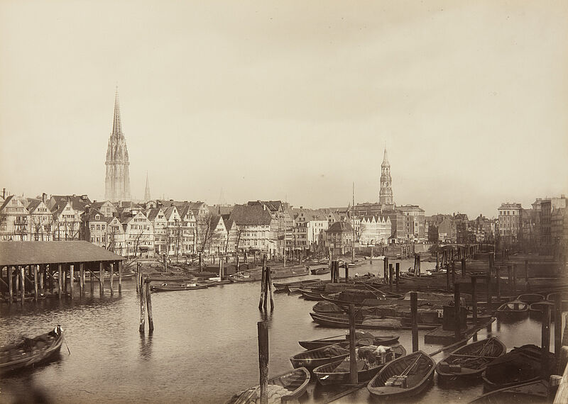 Georg Koppmann, Binnenhafen und Kajen bis zur Brooksbrücke (Aus: Hamburg 1884. Ansichten aus dem niederzulegenden Stadttheil), 1884