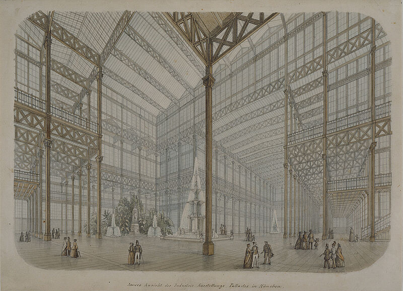 Max August Nohl, Innenansicht des Glaspalastes, um 1855