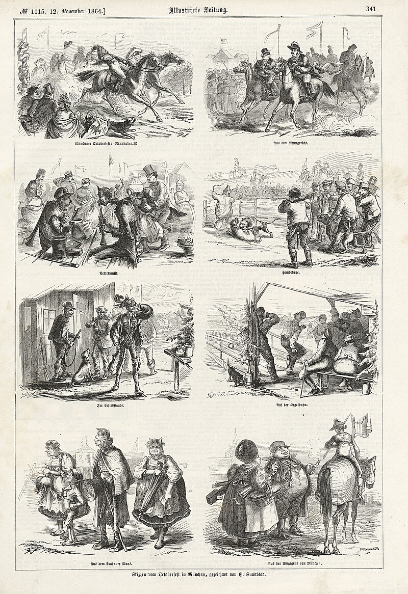 Gustav Sundblad, Grafik „Skizzen vom Octoberfest in München“, 1864