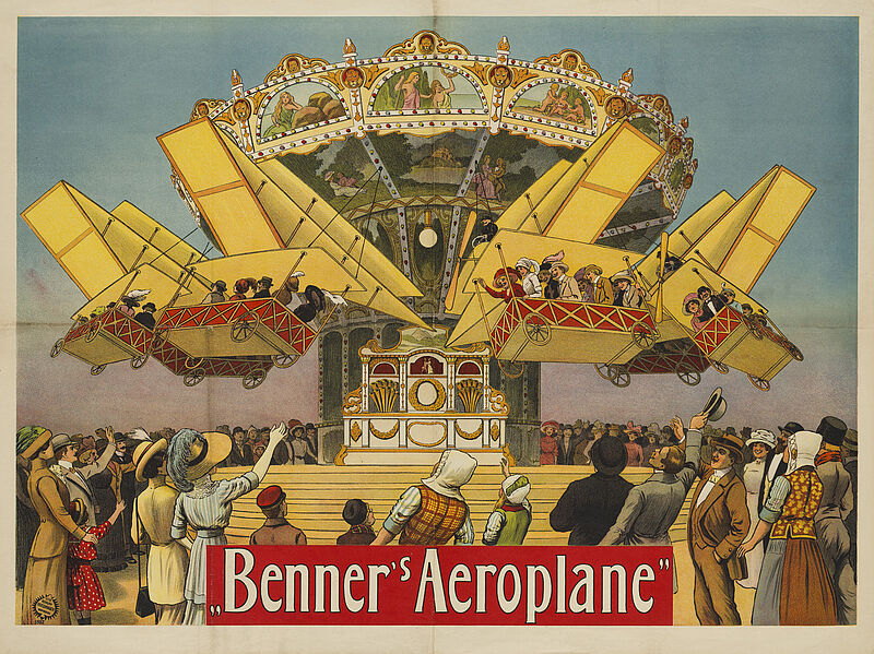Fa. Lith. Adolph Friedländer, "Benner's Aeroplane" (Originaltitel), um 1913