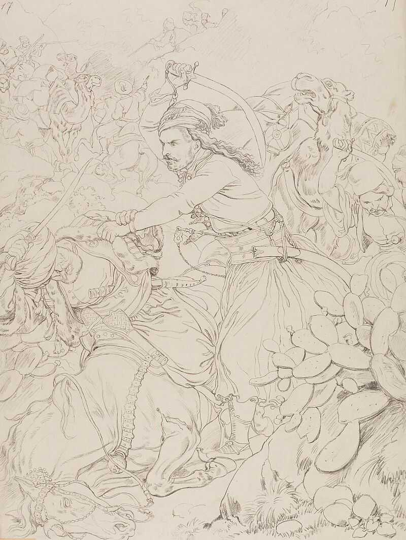 Peter Hess, Odysseus und Gouras schlagen die Türken bei Fontana in den Thermopylen, 1841–1844