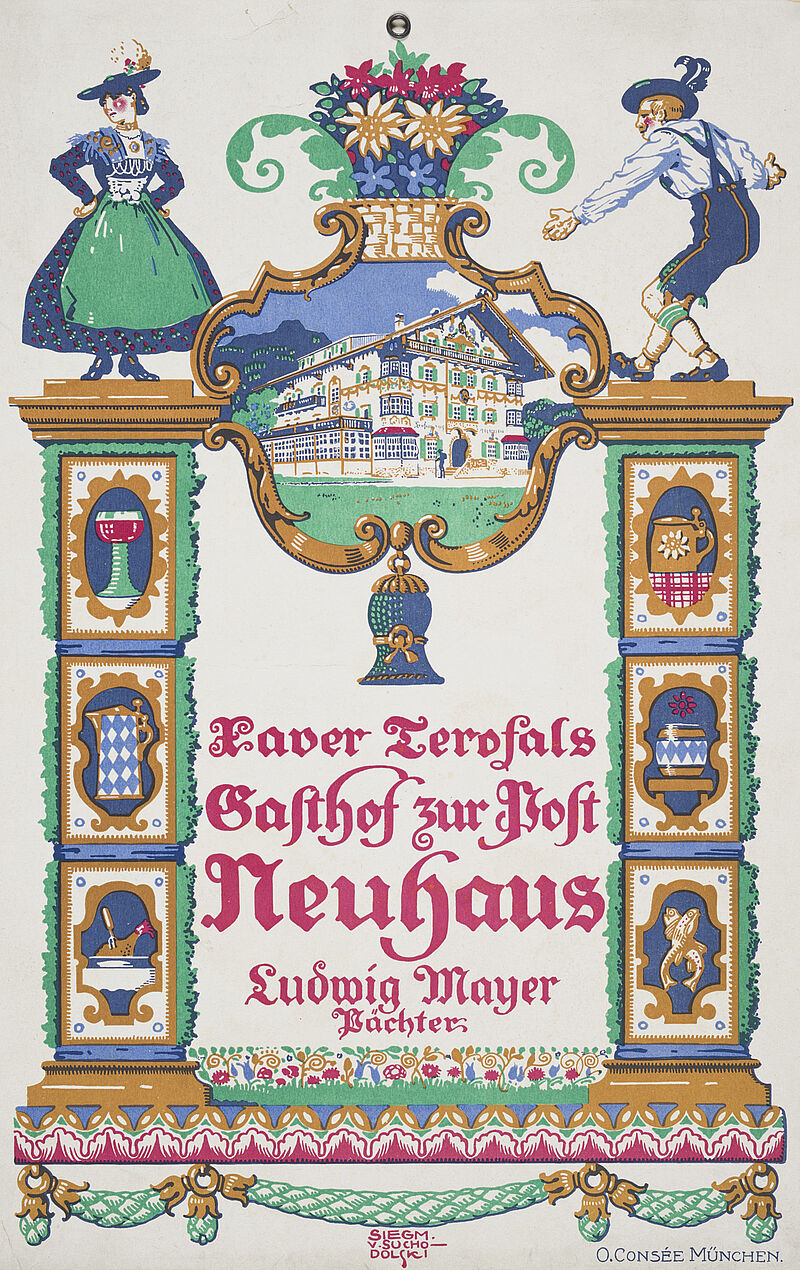 Siegmund von Suchodolski, „Xaver Terofals / Gasthof zur Post / Neuhaus / Ludwig Mayer / Pächter“ (Originaltitel), um 1910