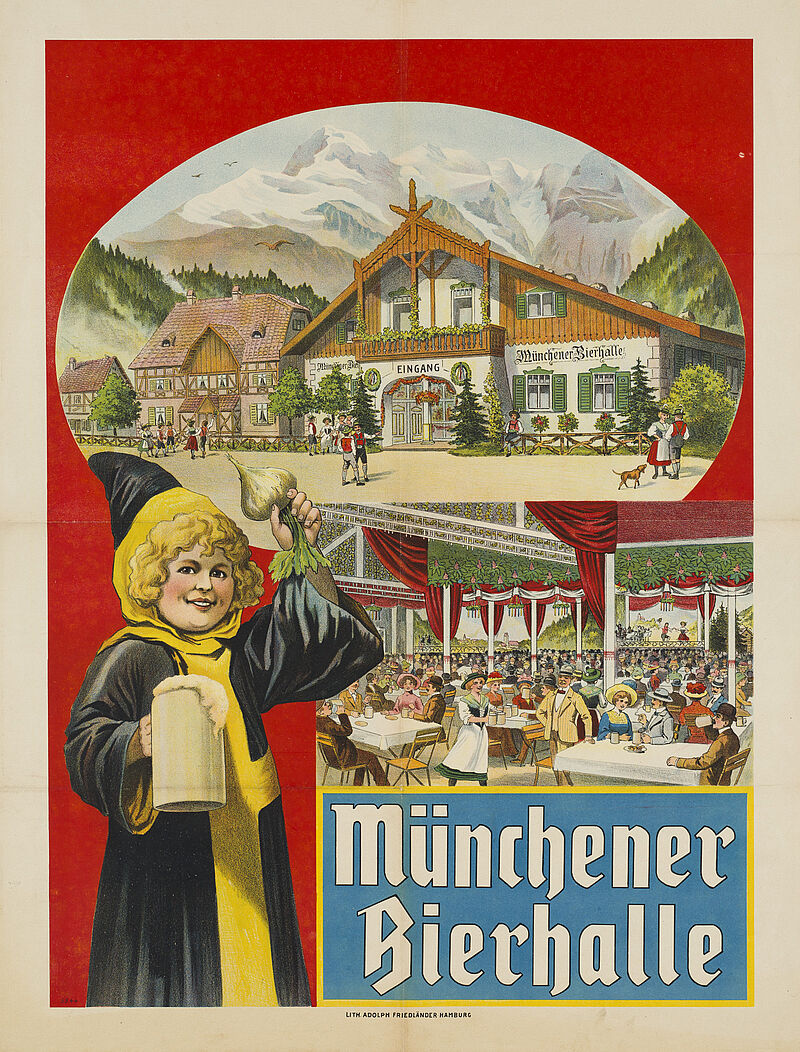 Fa. Lith. Adolph Friedländer, "Münchener Bierhalle" (Originaltitel), um 1911