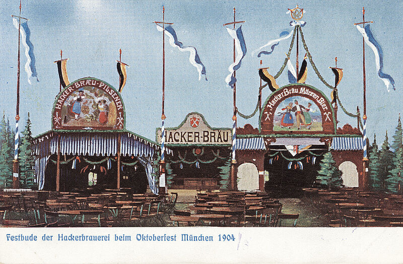 Postkarte "Festbude der Hackerbrauerei", 1904