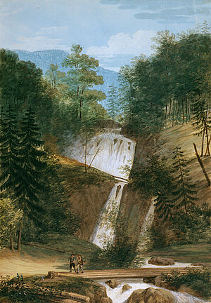 Eugen Napoleon Neureuther, Wasserfall am Kesselberg, um 1835