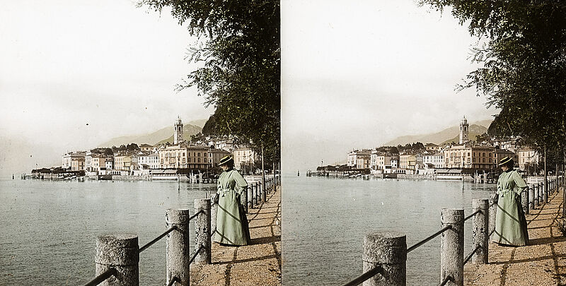 Anonym (Verlag August Fuhrmann, Berlin), Italien. Bellagio. Blick zum See, um 1900