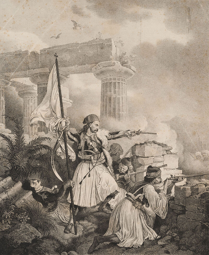 Karl Krazeisen, Ein Kapitän mit seinen Pallikaren im Gefechte, 1829