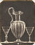 Ludwig Belitski, Kanne und zwei Gläser, venezianische Arbeit, vor dem Glashafen vollendet und ohne Schliff, zwei Drittel Naturgröße, 15. Jahrhundert (aus: Vorbilder für Handwerker und Fabrikanten...), vor 1855
