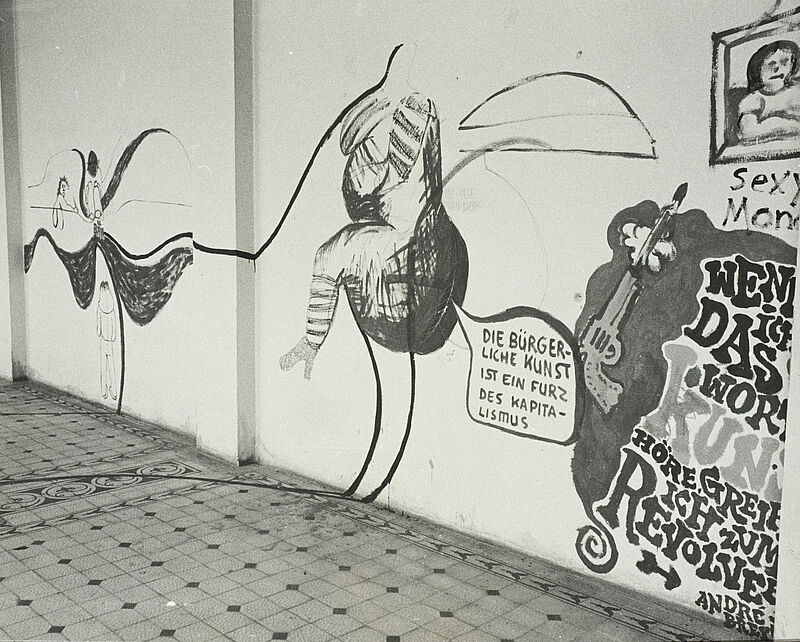 Branko Senjor, Akademieflur während der Studentenproteste an der Akademie der Bildenden Künste, München, 1969