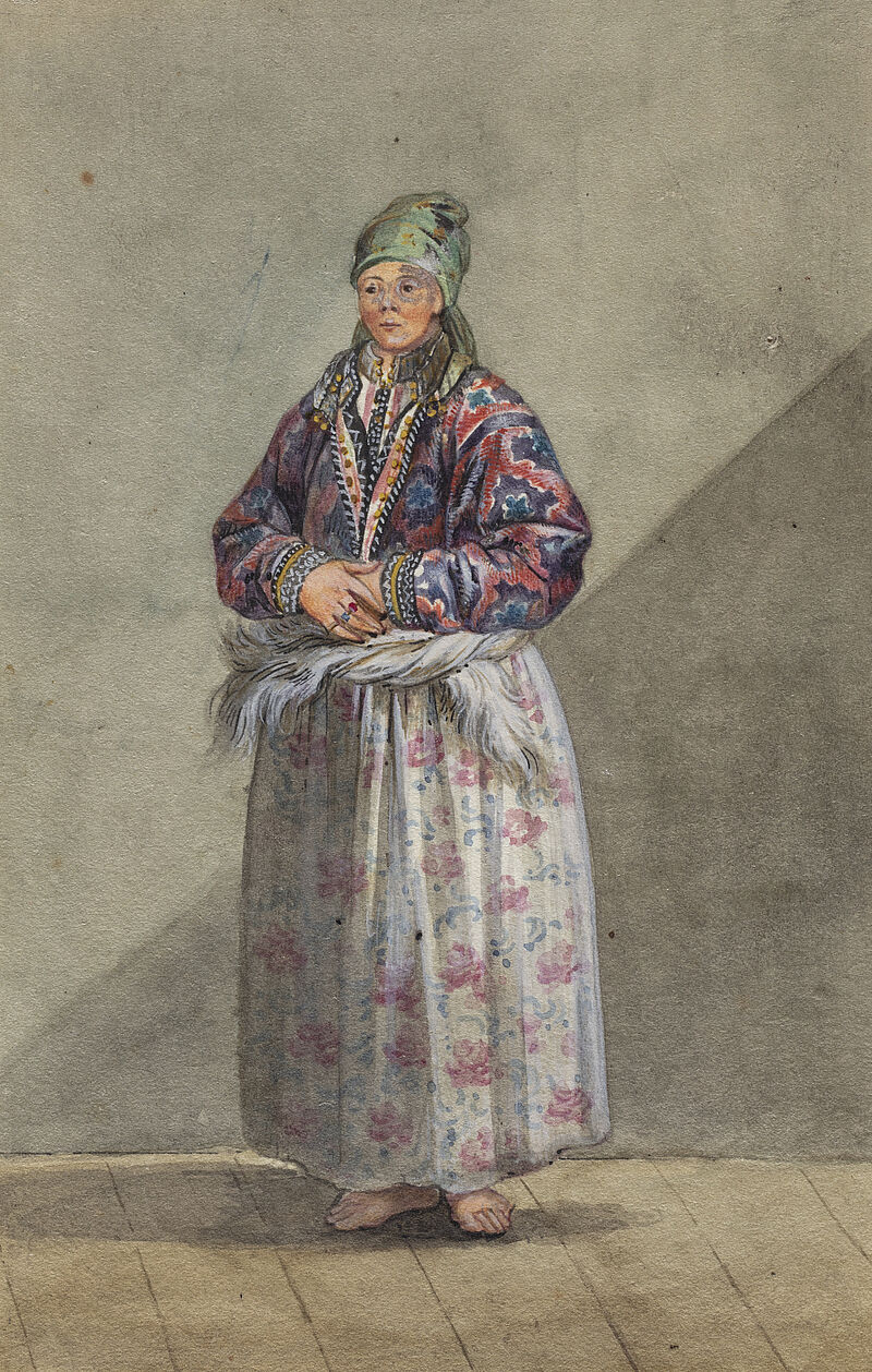 Emel'jan Korneev, Russische Bäuerin mit zusammengelegten Händen, um 1810
