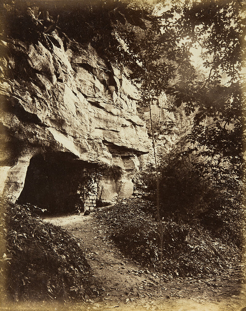 Georg Maria Eckert, Mittelgrundstudie: Felsen und Terrain – Felspartie mit Baumschlag (Jettenhöhe), 1867/68