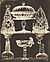 Ludwig Belitski, Gruppen von sieben venezianischen und deutschen Glasarbeiten, teils geblasen, gepresst und gekniffen, 16. u. 17. Jahrhundert (aus: Vorbilder für Handwerker und Fabrikanten...), vor 1855