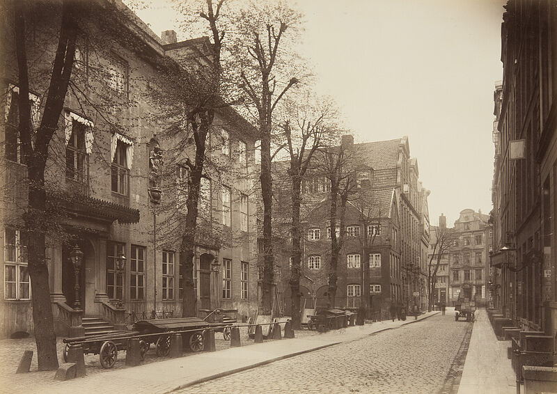 Georg Koppmann, Alter Wandrahm und Poggenmühle (Aus: Hamburg 1884. Ansichten aus dem niederzulegenden Stadttheil), 1884