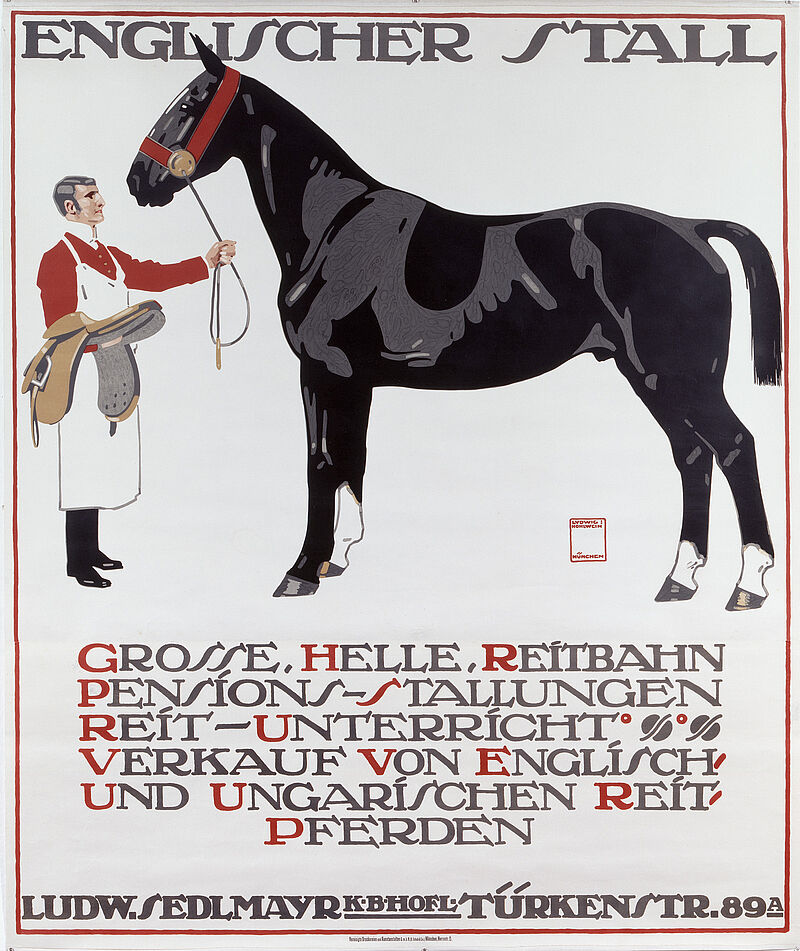 Ludwig Hohlwein, „ENGLISCHER STALL / LUDW.SEDLMAYR“ (Originaltitel), 1912