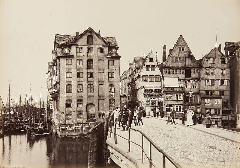 Georg Koppmann, Hohe Brücke (Aus: Hamburg 1884. Ansichten aus dem niederzulegenden Stadttheil), 1884