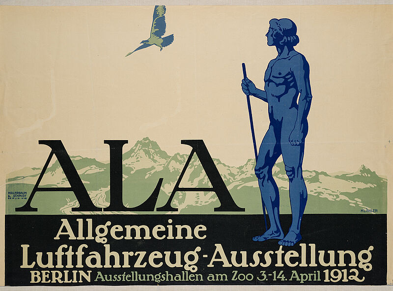 Julius Klinger, „ALA / Allgemeine Luftfahrtzeug-Ausstellung / BERLIN / Ausstellungshallen am Zoo 3.-14. April / 1912“ (Originaltitel), 1912