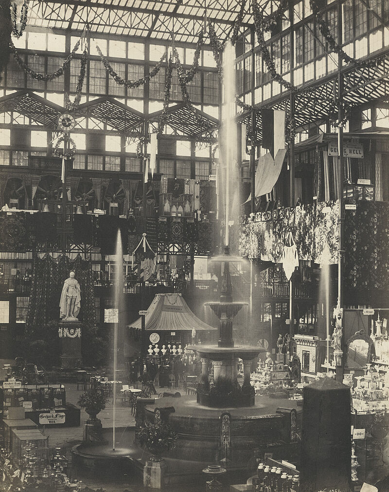 Franz Hanfstaengl, Münchner Glaspalast – Innenansicht während der Allgemeinen Deutschen Industrieausstellung, 1854