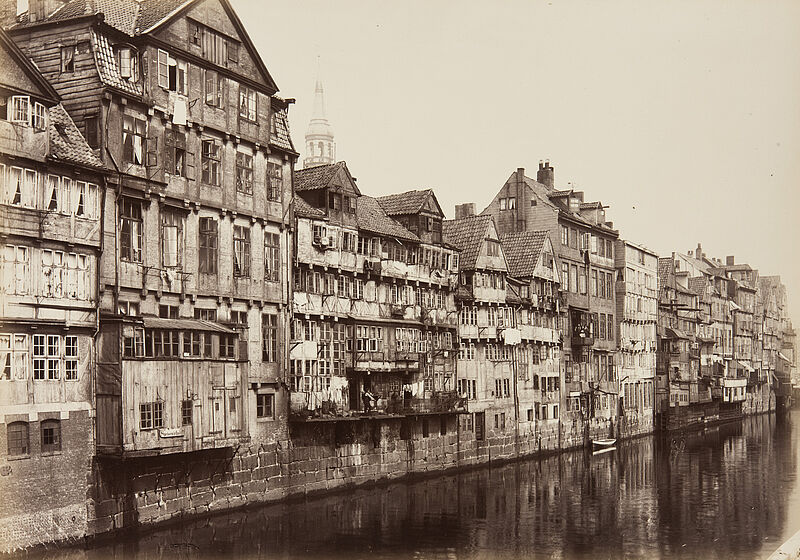Georg Koppmann, Mührenfleth von der Brooksbrücke aus gesehen (Aus: Hamburg 1884. Ansichten aus dem niederzulegenden Stadttheil), 1884