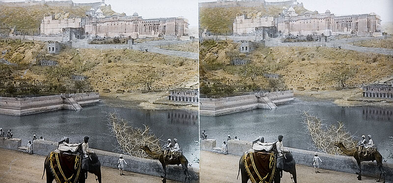 Anonym (Verlag August Fuhrmann, Berlin), Indien. Palast von Dschaipur mit seinen Terrassen. Seeblick, um 1900