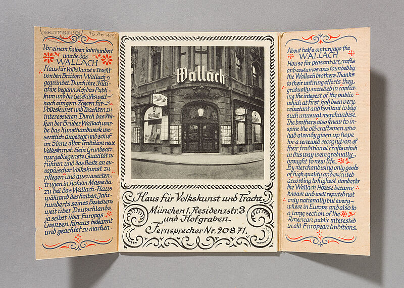 Werbeschrift: Wallach, Haus für Volkskunst und Tracht, München, um 1950
