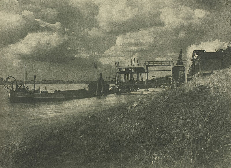 Emil Lichtenberg, Hafenansicht am Rhein, 1920er Jahre
