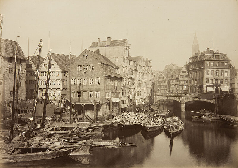 Georg Koppmann, Winserbaum und Winserbrücke (Aus: Hamburg 1883. Ansichten aus dem niederzulegenden Stadttheil), 1883