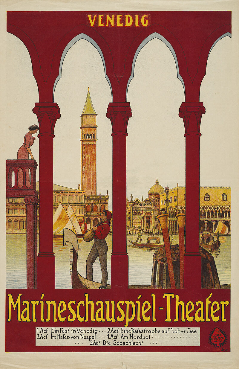 Fa. Lith. Adolph Friedländer, Franz August Xaver (I.) Schichtl, "Venedig Marineschauspiel-Theater" (Originaltitel), um 1913