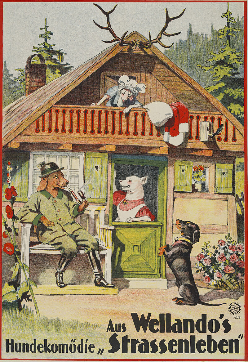 Fa. Lith. Adolph Friedländer, "Aus Wellando's Hundekomödie 'Strassenleben'" (Originaltitel), um 1920
