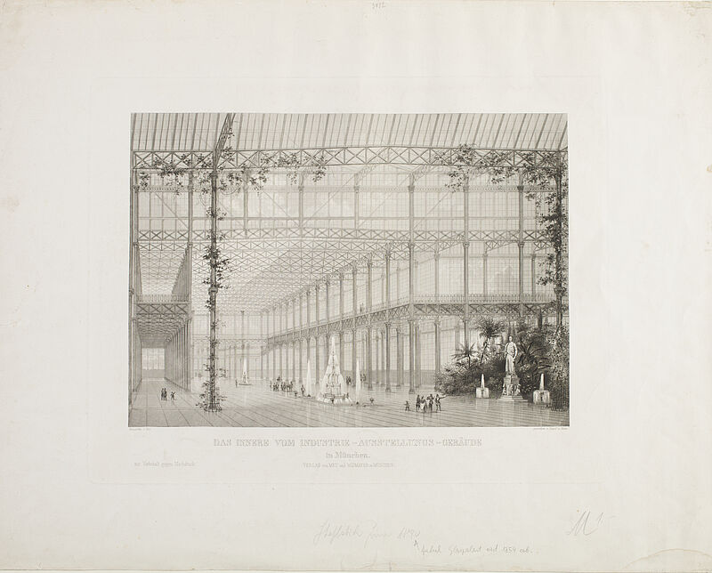 Johann Poppel, Georg Michael Kurz, Glaspalast – Innenansicht, um 1855
