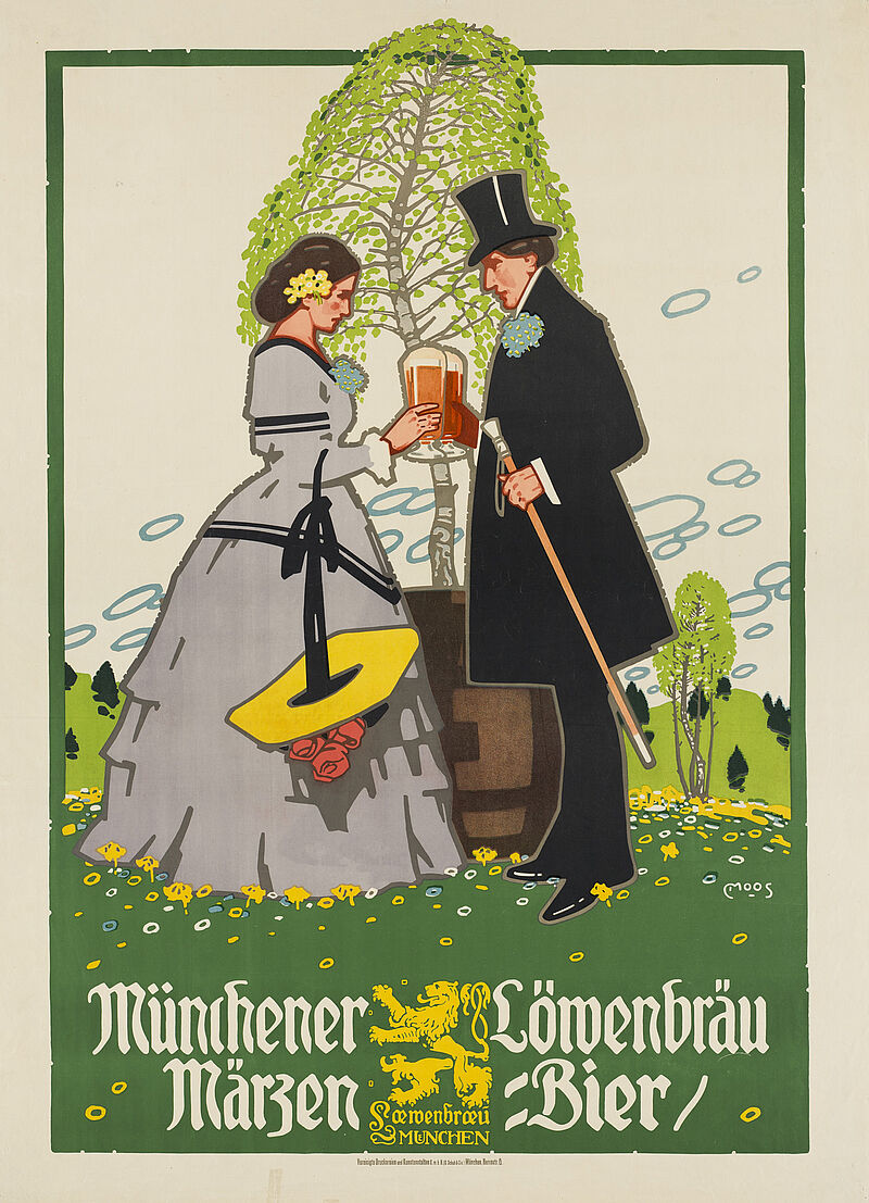 Carl Moos, „Münchener Löwenbräu Märzen=Bier /“ (Originaltitel), um 1910
